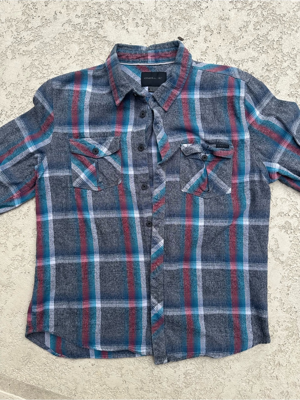 Men's Casual Plaid Button-Down Shirt - Blue, Teal & Red